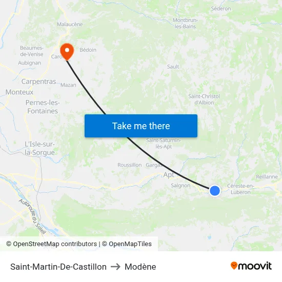 Saint-Martin-De-Castillon to Modène map