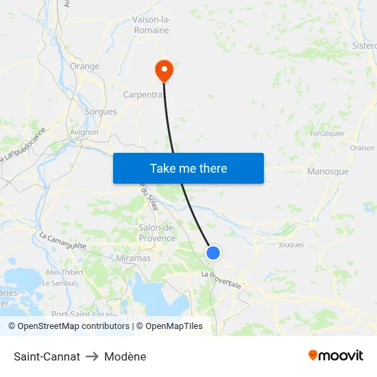 Saint-Cannat to Modène map