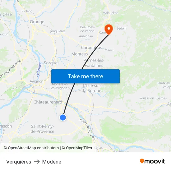 Verquières to Modène map