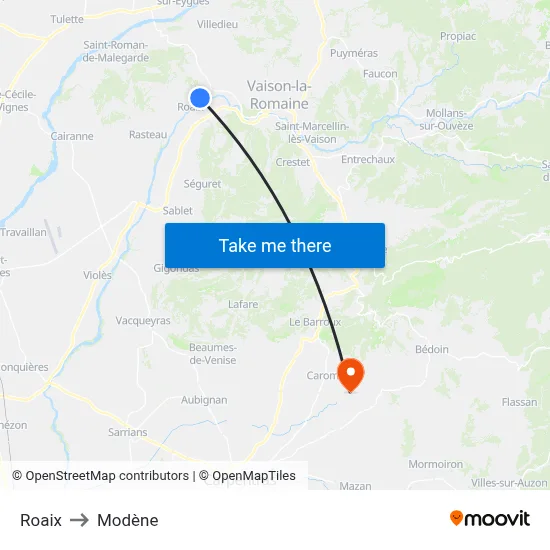 Roaix to Modène map