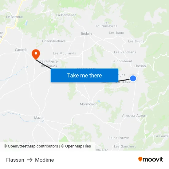Flassan to Modène map