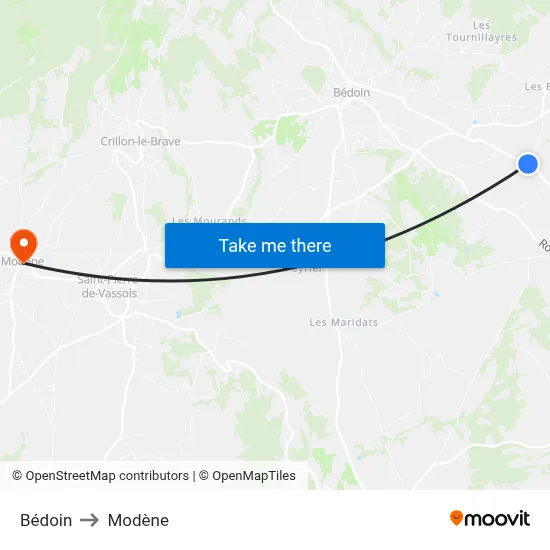 Bédoin to Modène map
