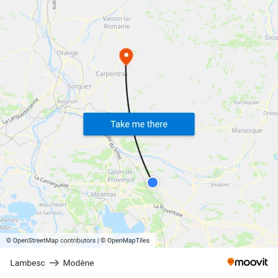 Lambesc to Modène map