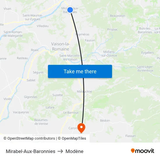 Mirabel-Aux-Baronnies to Modène map