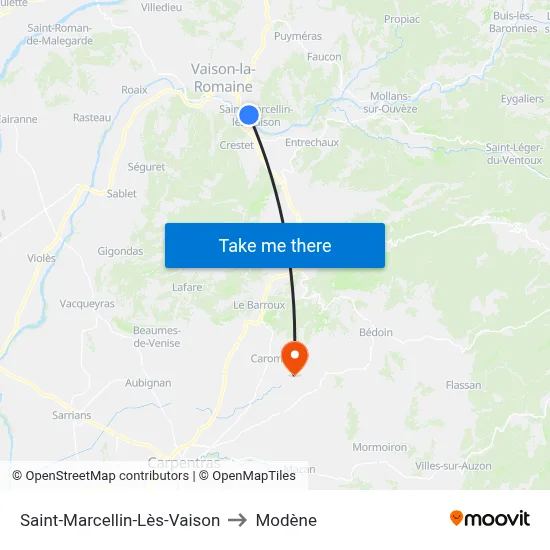 Saint-Marcellin-Lès-Vaison to Modène map