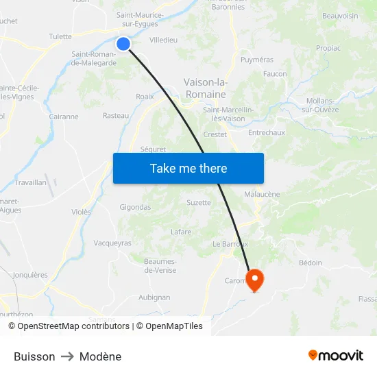 Buisson to Modène map