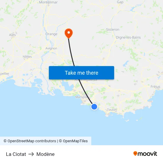 La Ciotat to Modène map