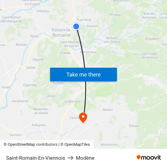 Saint-Romain-En-Viennois to Modène map