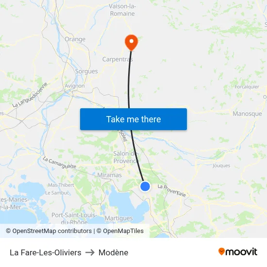 La Fare-Les-Oliviers to Modène map