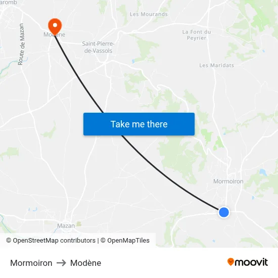 Mormoiron to Modène map