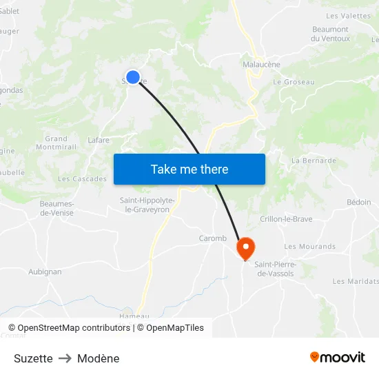 Suzette to Modène map
