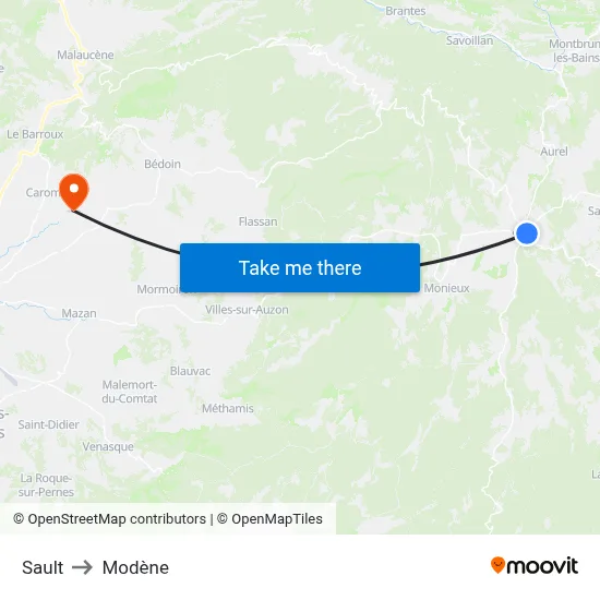 Sault to Modène map