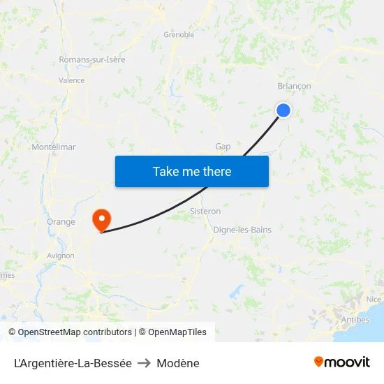 L'Argentière-La-Bessée to Modène map