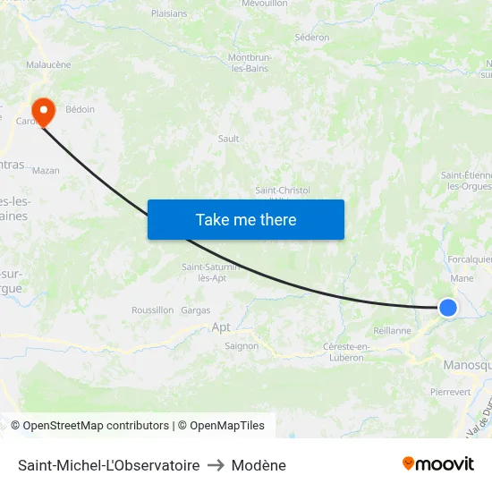 Saint-Michel-L'Observatoire to Modène map