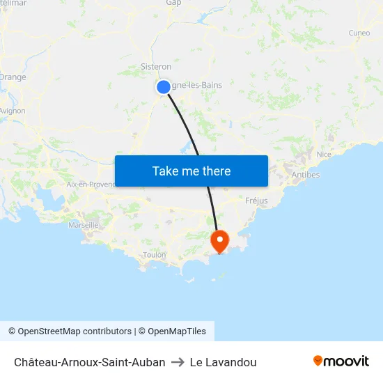 Château-Arnoux-Saint-Auban to Le Lavandou map