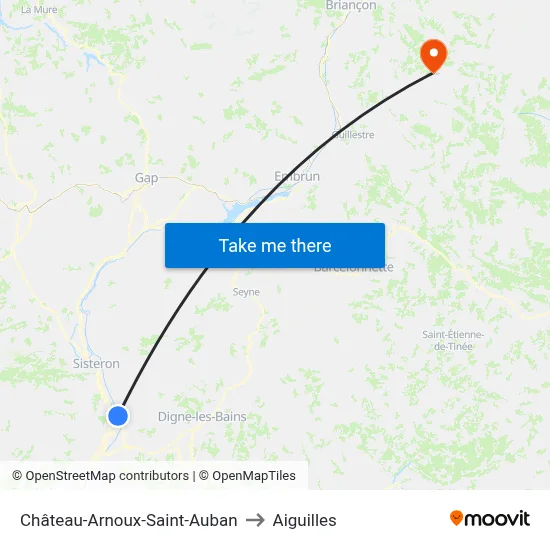 Château-Arnoux-Saint-Auban to Aiguilles map