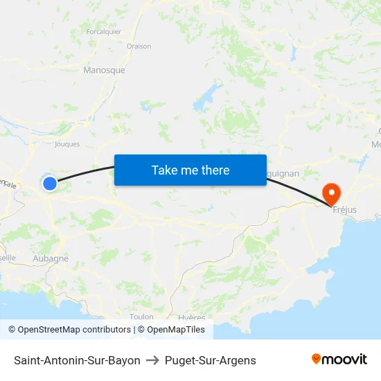 Saint-Antonin-Sur-Bayon to Puget-Sur-Argens map