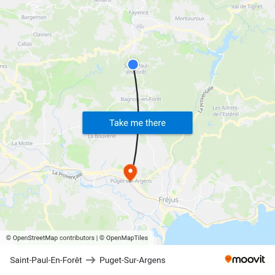Saint-Paul-En-Forêt to Puget-Sur-Argens map