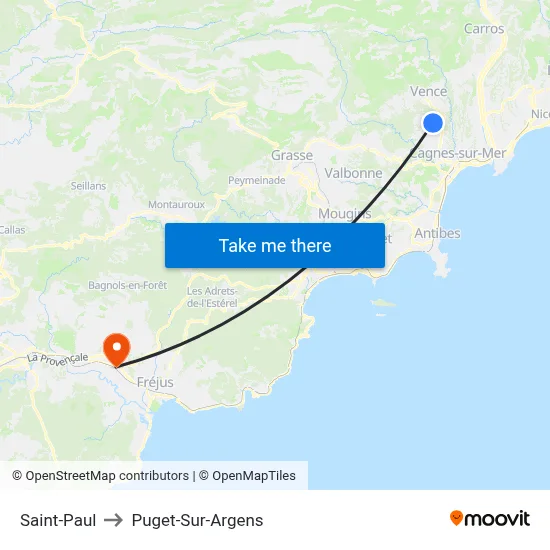 Saint-Paul to Puget-Sur-Argens map
