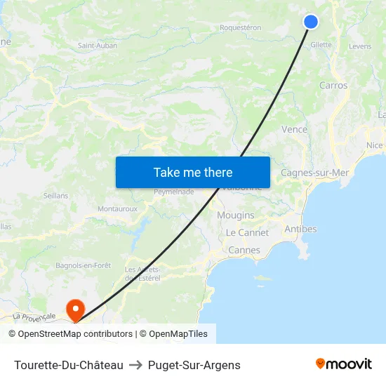 Tourette-Du-Château to Puget-Sur-Argens map