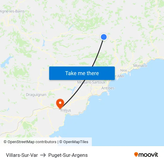 Villars-Sur-Var to Puget-Sur-Argens map