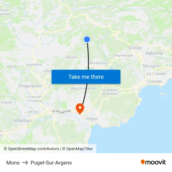 Mons to Puget-Sur-Argens map