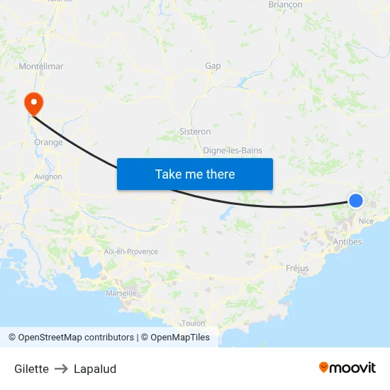 Gilette to Lapalud map