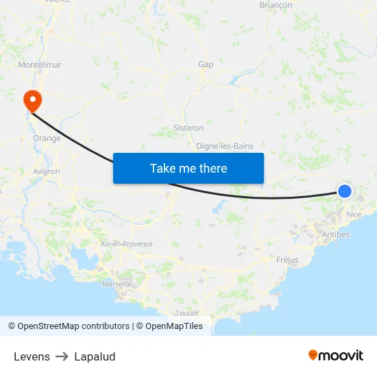 Levens to Lapalud map