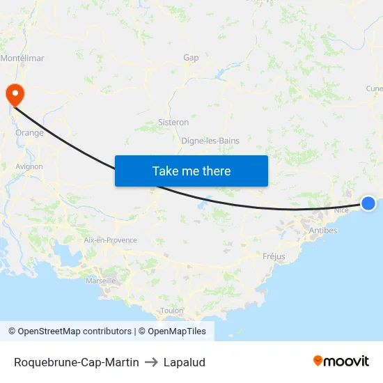 Roquebrune-Cap-Martin to Lapalud map