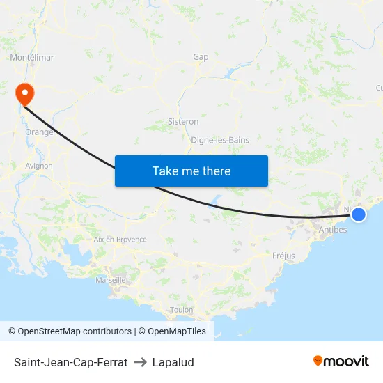 Saint-Jean-Cap-Ferrat to Lapalud map