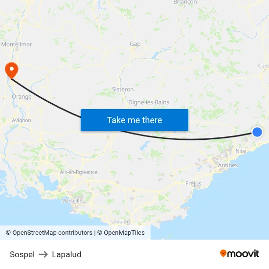 Sospel to Lapalud map