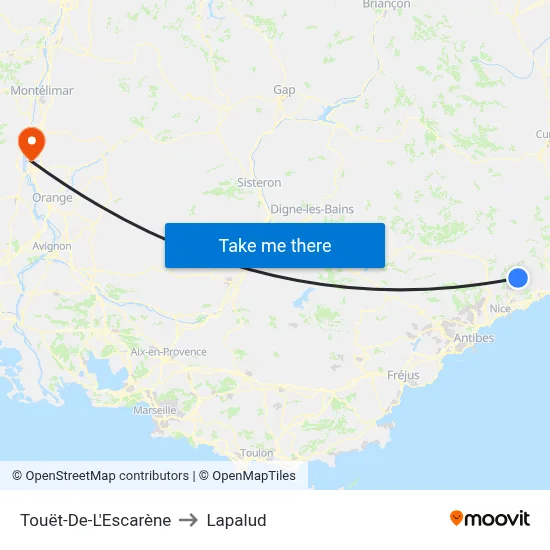 Touët-De-L'Escarène to Lapalud map