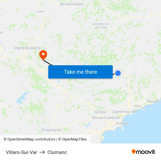 Villars-Sur-Var to Clumanc map