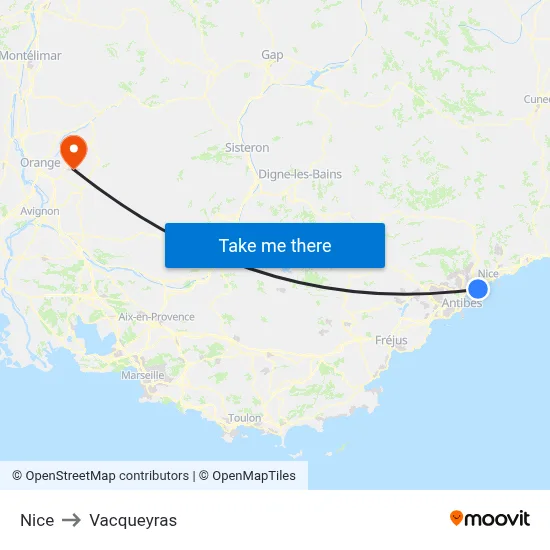 Nice to Vacqueyras map