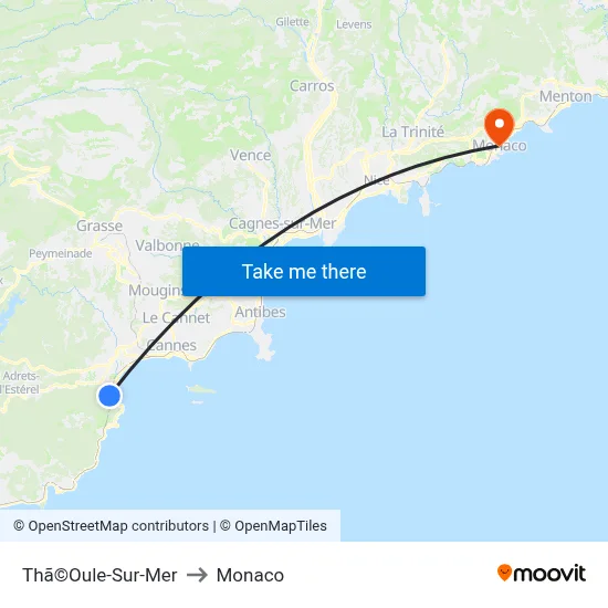 Thã©Oule-Sur-Mer to Monaco map