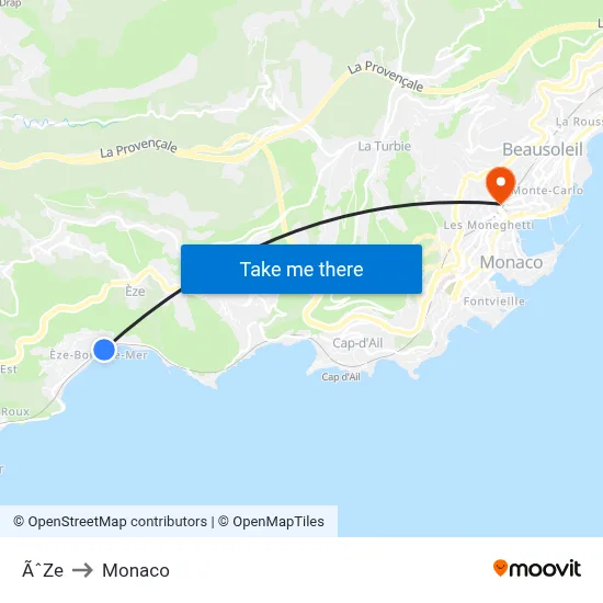 ÃˆZe to Monaco map