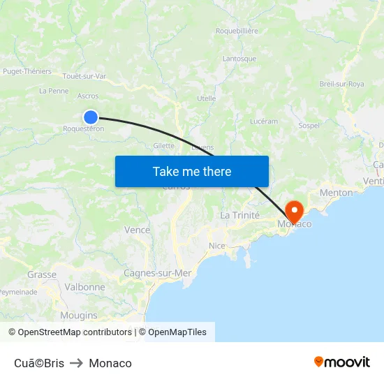 Cuã©Bris to Monaco map