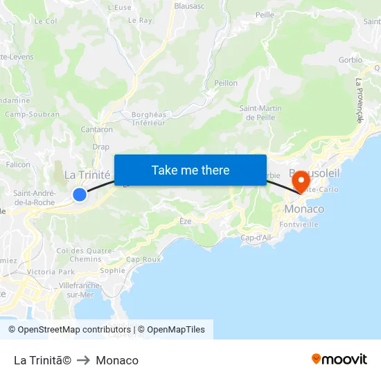 La Trinitã© to Monaco map