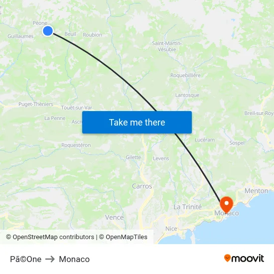Pã©One to Monaco map