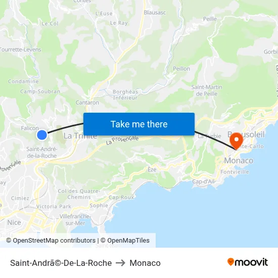 Saint-Andrã©-De-La-Roche to Monaco map