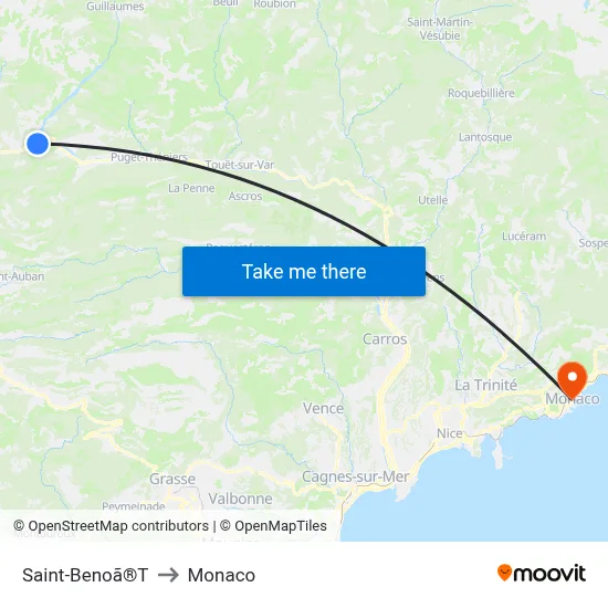 Saint-Benoã®T to Monaco map