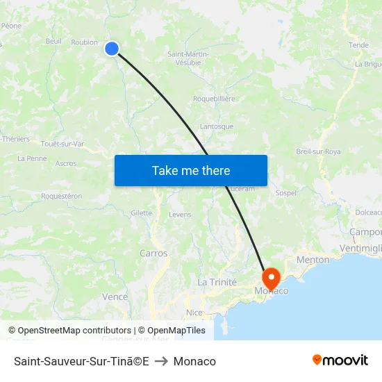 Saint-Sauveur-Sur-Tinã©E to Monaco map