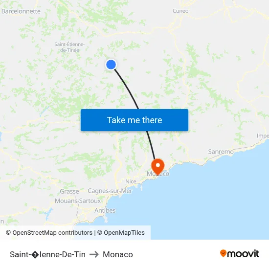 Saint-�Ienne-De-Tin to Monaco map