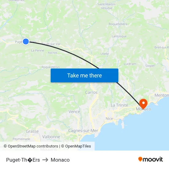 Puget-Th�Ers to Monaco map