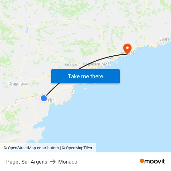 Puget-Sur-Argens to Monaco map