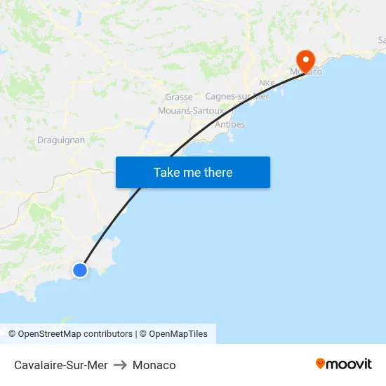 Cavalaire-Sur-Mer to Monaco map