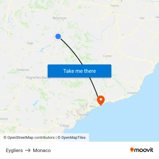 Eygliers to Monaco map