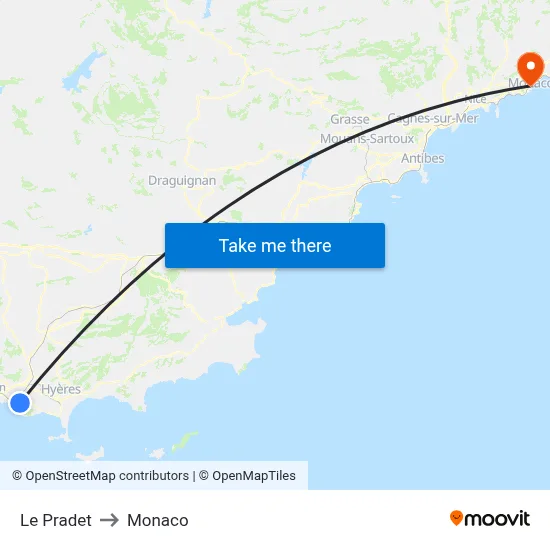 Le Pradet to Monaco map