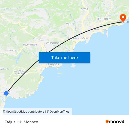 Fréjus to Monaco map