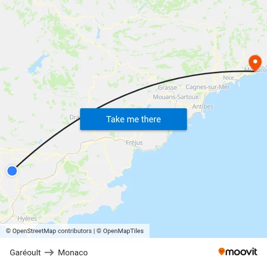 Garéoult to Monaco map